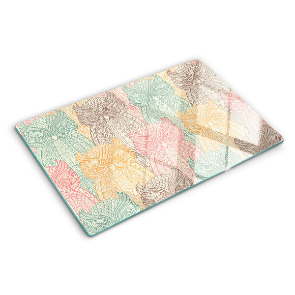 Planche à découper en verre Motif de fleurs et d'oiseaux