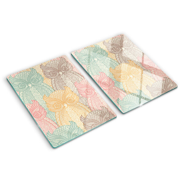 Planche à découper en verre Motif de fleurs et d'oiseaux