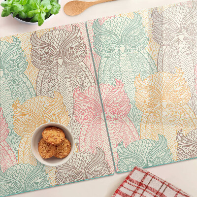Planche à découper en verre Motif de fleurs et d'oiseaux