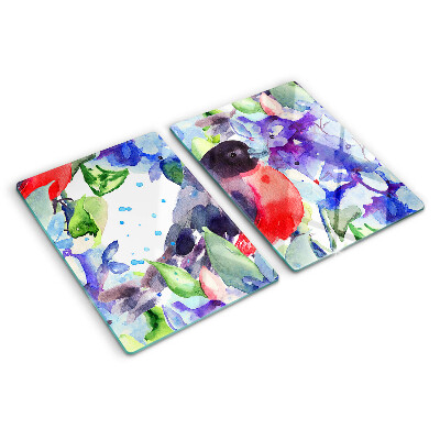 Planche à découper en verre Un oiseau sur fond de fleurs
