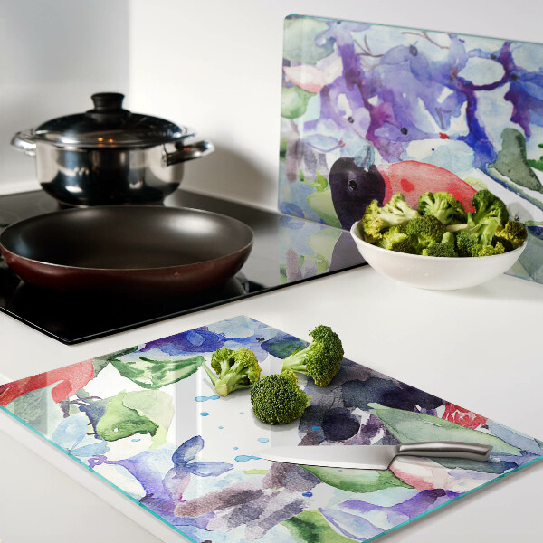 Planche à découper en verre Un oiseau sur fond de fleurs