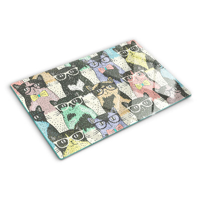 Planche à découper verre Chats à lunettes