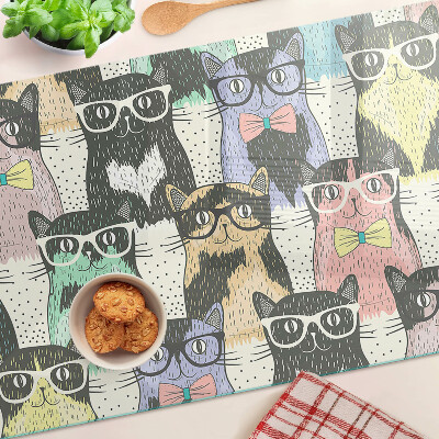 Planche à découper verre Chats à lunettes