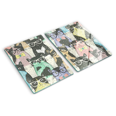 Planche à découper verre Chats à lunettes