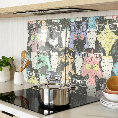 Planche à découper verre Chats à lunettes