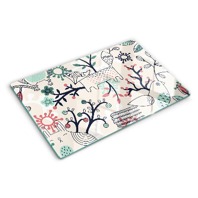 Planche à découper en verre Motif de la faune et de la flore forestières