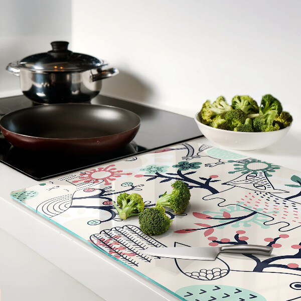 Planche à découper en verre Motif de la faune et de la flore forestières