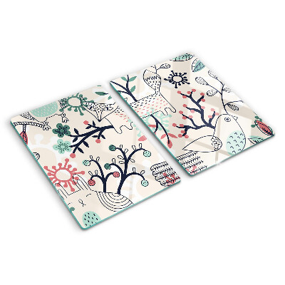 Planche à découper en verre Motif de la faune et de la flore forestières