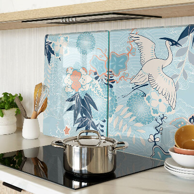 Planche à découper verre Fleurs et oiseaux de style oriental