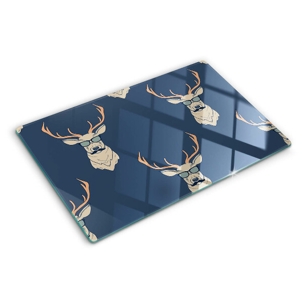 Planche à découper verre Renne avec des lunettes de soleil