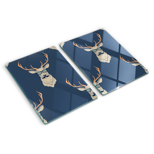 Planche à découper verre Renne avec des lunettes de soleil