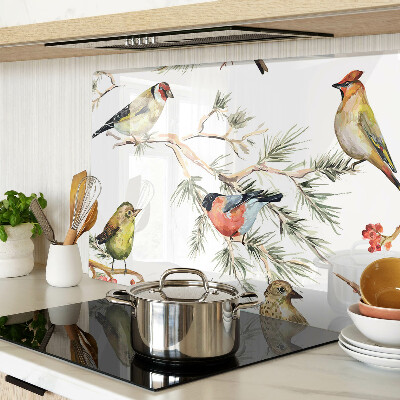 Planche à découper en verre Oiseaux sur des branches fruitières