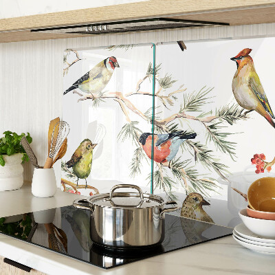 Planche à découper en verre Oiseaux sur des branches fruitières