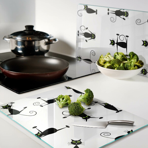 Planche à découper verre Chats noirs aux yeux verts