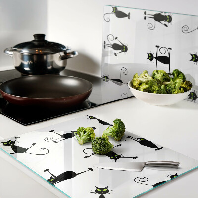 Planche à découper verre Chats noirs aux yeux verts