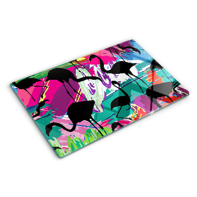 Planche à découper verre Flamants roses sur fond coloré
