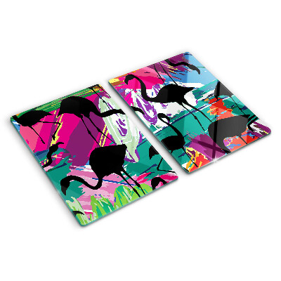 Planche à découper verre Flamants roses sur fond coloré
