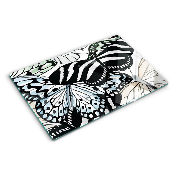 Planche à découper en verre Motif papillon de différentes couleurs