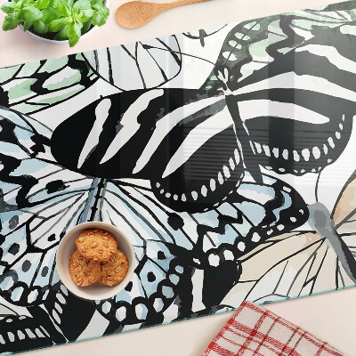 Planche à découper en verre Motif papillon de différentes couleurs