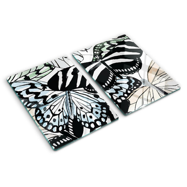Planche à découper en verre Motif papillon de différentes couleurs