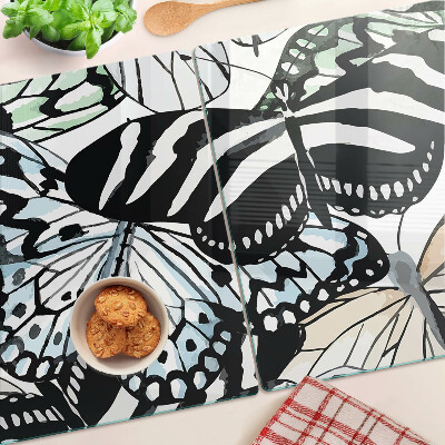 Planche à découper en verre Motif papillon de différentes couleurs