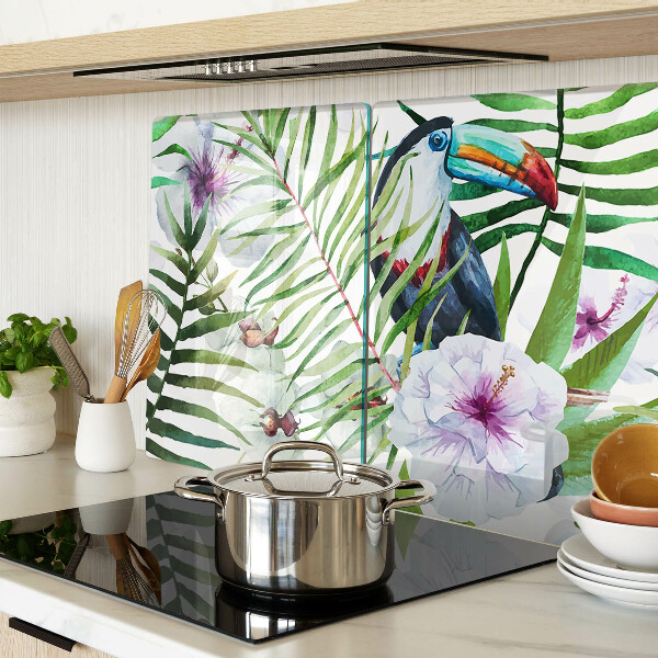 Planche à découper verre Motif tropical avec des oiseaux et des plantes