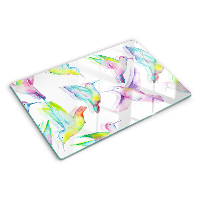 Planche à découper verre Colibris à l'aquarelle