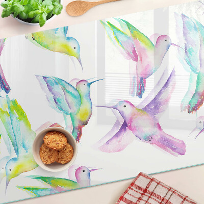 Planche à découper verre Colibris à l'aquarelle