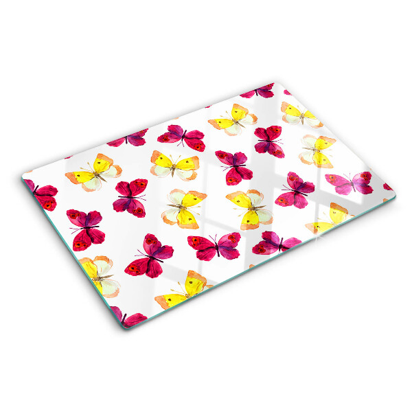 Planche à découper verre Motif papillon aux couleurs printanières