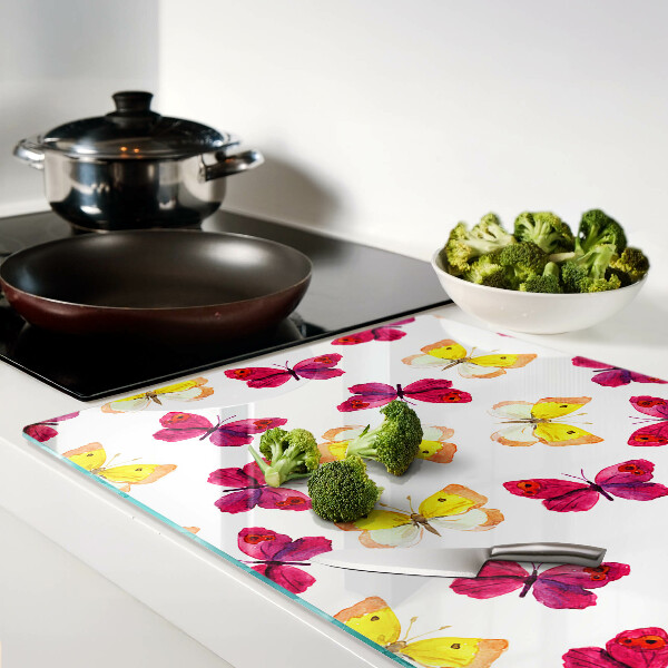 Planche à découper verre Motif papillon aux couleurs printanières