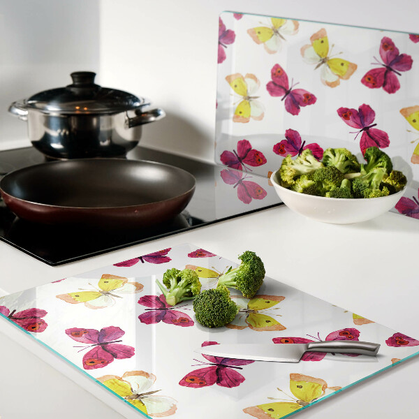 Planche à découper verre Motif papillon aux couleurs printanières