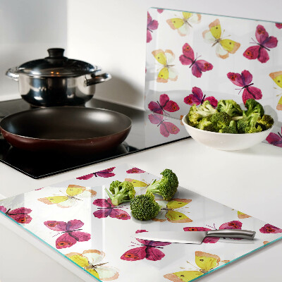 Planche à découper verre Motif papillon aux couleurs printanières