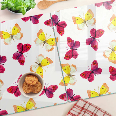 Planche à découper verre Motif papillon aux couleurs printanières