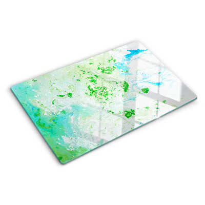Planche à découper en verre Tourbillons abstraits en vert et bleu