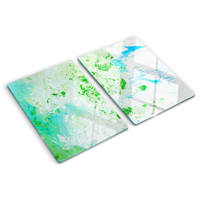 Planche à découper en verre Tourbillons abstraits en vert et bleu