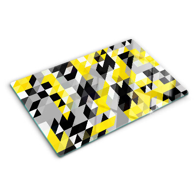 Planche à découper verre Géométrie dans les tons de jaune et de noir