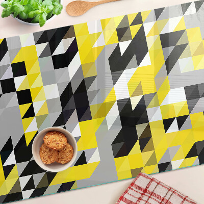 Planche à découper verre Géométrie dans les tons de jaune et de noir