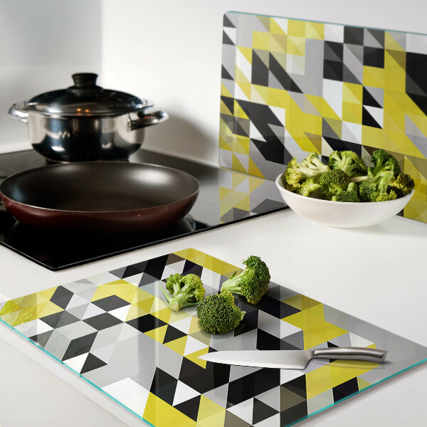 Planche à découper verre Géométrie dans les tons de jaune et de noir