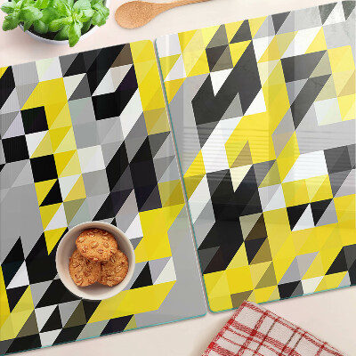 Planche à découper verre Géométrie dans les tons de jaune et de noir