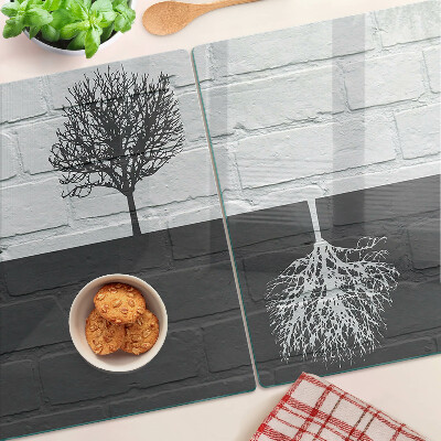 Planche à découper en verre Un arbre sur un fond de briques
