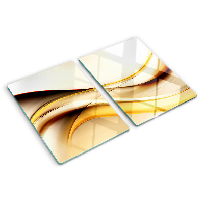 Planche à découper en verre Vagues abstraites dans des tons dorés