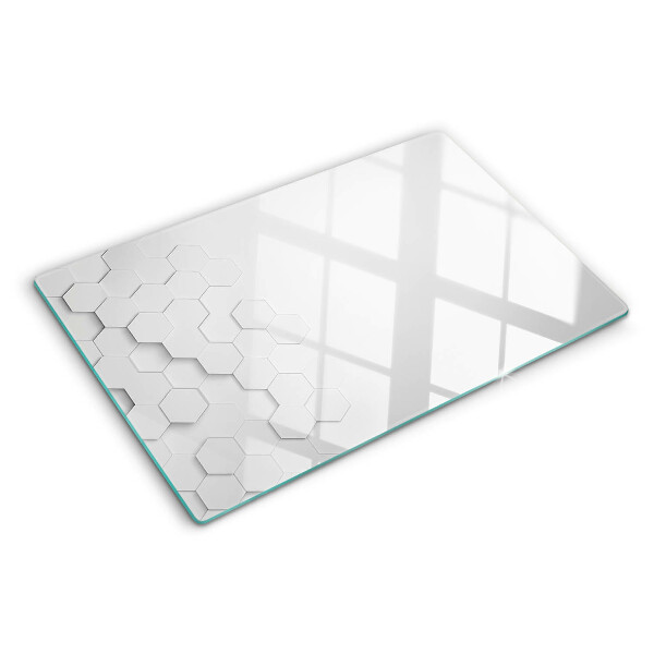 Planche à découper en verre Hexagones en nuances de gris