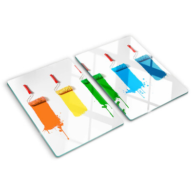 Planche à découper en verre Un arc-en-ciel de peintures dans les pinceaux