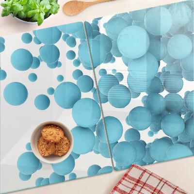 Planche à découper verre Bulles dans les tons de bleu