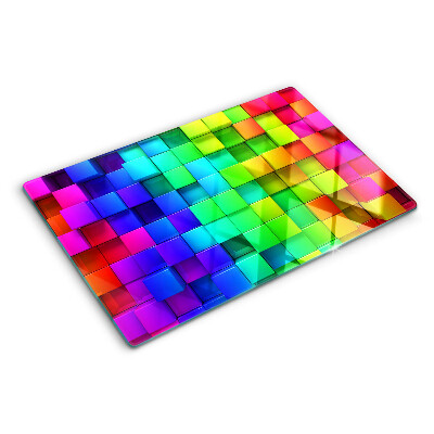 Planche à découper en verre Carrés arc-en-ciel dans une mosaïque