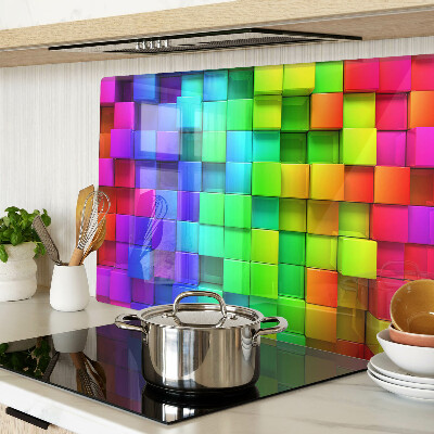 Planche à découper en verre Carrés arc-en-ciel dans une mosaïque
