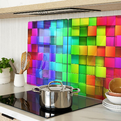Planche à découper en verre Carrés arc-en-ciel dans une mosaïque