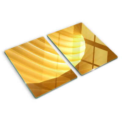 Planche à découper verre Vagues et fenêtres dorées