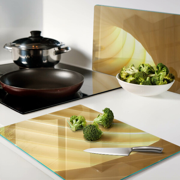 Planche à découper verre Vagues et fenêtres dorées