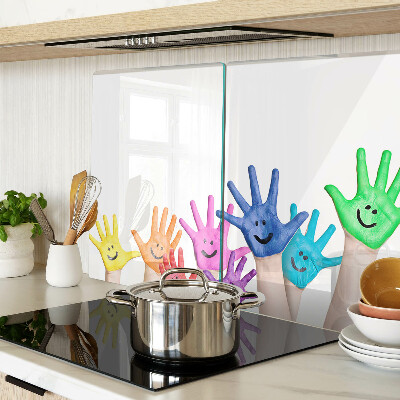 Planche à découper verre Mains souriantes colorées
